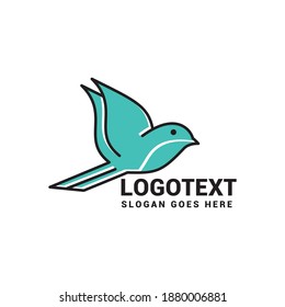Bird line logo icon vector template.