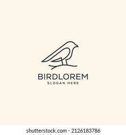Bird line logo template, line bird, outline bird logo illustration template
