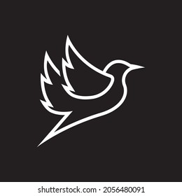 Diseño de icono vectorial de la plantilla de logotipo de la línea de aves