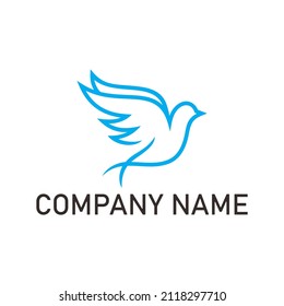 Bird line logo vector design template in isolated. bird dove logo vector icon template line art outline