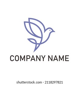 Plantilla de diseño vectorial del logotipo de la línea de aves en aislado. esquema de línea de icono del logotipo de aves