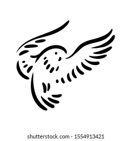Bird line silhouette hand drawn illustration for logo