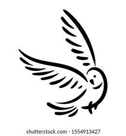 Bird line silhouette hand drawn illustration for logo