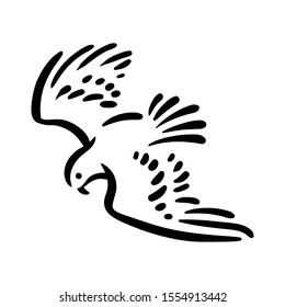 Bird line silhouette hand drawn illustration for logo