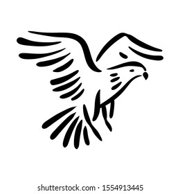 Bird line silhouette hand drawn illustration for logo