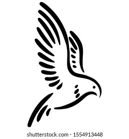 Bird line silhouette hand drawn illustration for logo