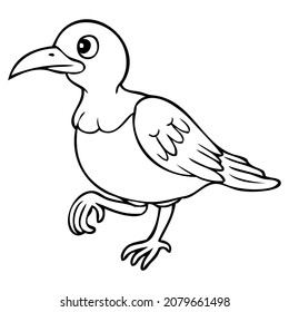 ilustración vectorial de línea de ave, aislado en fondo blanco, vista superior