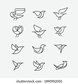 Bird line vector logo set