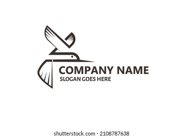 Bird linear logo design template