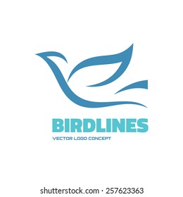 Bird lines - vector logo template concept illustration. Abstract dove sign. Design element. 