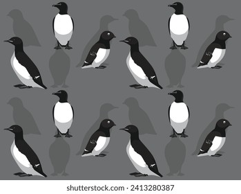 Bird Little Auk Murre Guillemot Cute Seamless Wallpaper Background