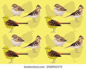 Pájaro Pequeño Bunting Martillo Amarillo Dibujos Animados Lindo Fondo De Pantalla Sin Costura