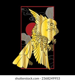 bird llustration design for sukajan is mean japan traditional cloth or t-shirt with digital hand drawn Embroidery Men T-shirts Summer Casual Short Sleeve Hip Hop T Shirt Streetwear