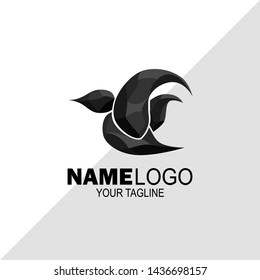bird logo with 3d stone shape. can be used for travel company logos, shop logos, organization logos, transportation company logos, expedition logo, and others. vector