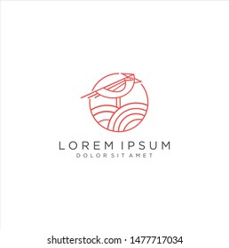 Bird logo Abastract vector line outline monoline art icon Vector .  Bird Logo Line Design