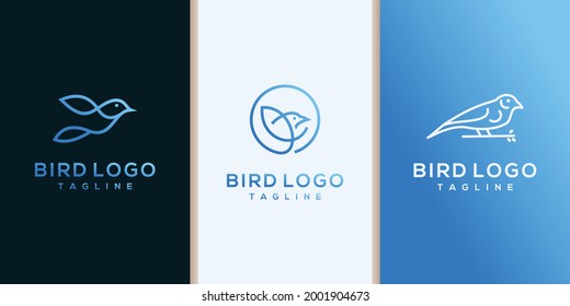 Bird logo abstract design. linear style. dove sparrow sitting logotype