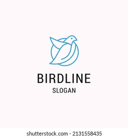 Bird logo abstract design. linear style. dove sparrow sitting logotype