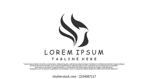 Bird logo abstract design. linear style. dove sparrow sitting logotype ​Premium Vector