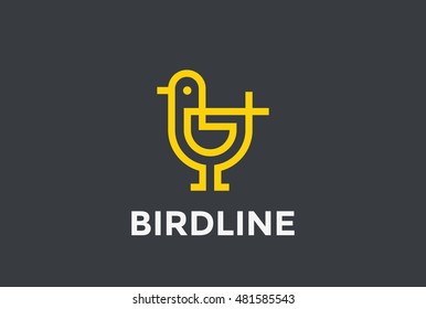 Bird Logo abstract design vector template Linear style.
