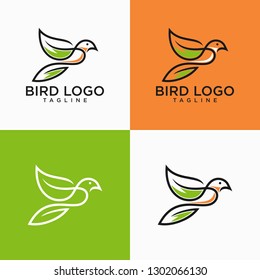Bird Logo Abstract Lineart Outline Design Vector Template