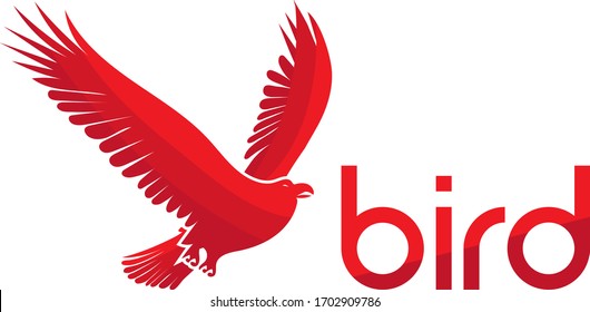 Bird Logo - Abstract Simple red color  Bird with minimalist style logo for your business
