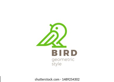 Bird Logo abstract vector design Linear style. Dove Sparrow sitting Logotype icon.