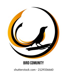 bird logo with beautiful golden tail, for company or bird lover community