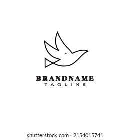 bird logo cartoon icon design character black modern isolated vector illustration