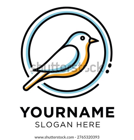 Bird logo with circle design and customizable text modern simple illustration icon
