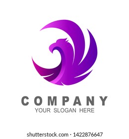 bird logo with circle design template, eagle icon , wing and bird logo 