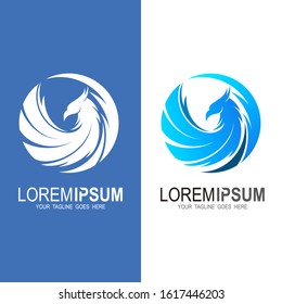 Bird logo with circle design template, eagle icon , wing and bird logo 