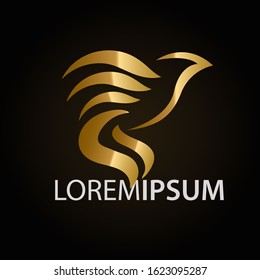 Bird logo with circle design template, eagle icon and wings for company