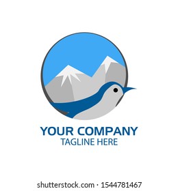Bird logo in the circle. flat design. Bird silhouette. Vector Illustration on white background