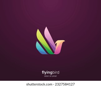 Bird logo. Colorful abstract bird fly logo icon