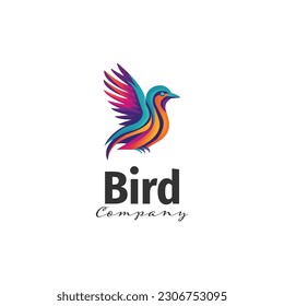 Bird logo colorful gradient illustration template design