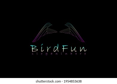 Bird Logo. Colorful line art flying Bird Logo. Creative logo for agency. Design Vector Icon Illustration