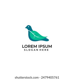 Logotipo de pájaro con una combinación de símbolos de hoja