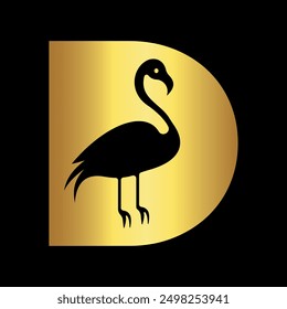 Bird Logo combine with letter D vector template