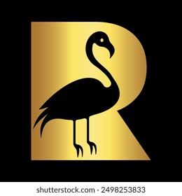 Bird Logo combine with letter R vector template