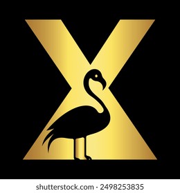 Bird Logo combine with letter X vector template