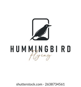 bird logo concept animal design flying freely in the sky hummingbird silhouette with a simple, cool, modern design illustration of a brand symbol template for a business product or poster template