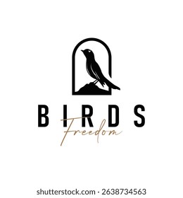 bird logo concept animal design flying freely in the sky hummingbird silhouette with a simple, cool, modern design illustration of a brand symbol template for a business product or poster template