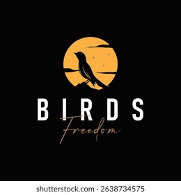 bird logo concept animal design flying freely in the sky hummingbird silhouette with a simple, cool, modern design illustration of a brand symbol template for a business product or poster template
