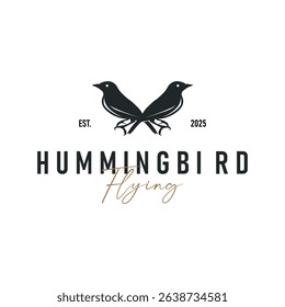 bird logo concept animal design flying freely in the sky hummingbird silhouette with a simple, cool, modern design illustration of a brand symbol template for a business product or poster template