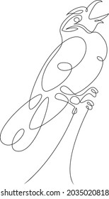 Logo de Bird.Una línea continua.
Hermoso ave silvestre en la naturaleza.
El logotipo de una línea de dibujo continua aisló una ilustración mínima.