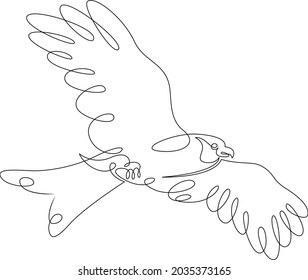 Bird logo.One continuous line.
A bird flying in the sky. Silhouette of a soaring bird.
One continuous drawing line logo isolated minimal illustration.