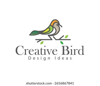 Logotipo de pájaro Concepto de diseño creativo Color Animal Line Art