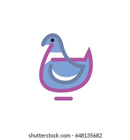 Bird Logo design abstract vector template linear style - Dove Pigeon Logotype concept outline icon.