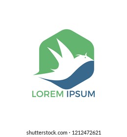 Bird logo design. Animal Bird sign. Peace symbol Vector logo.