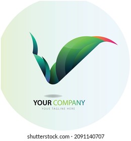 Diseño de logotipo de aves y plantilla de arte. color de gradiente.